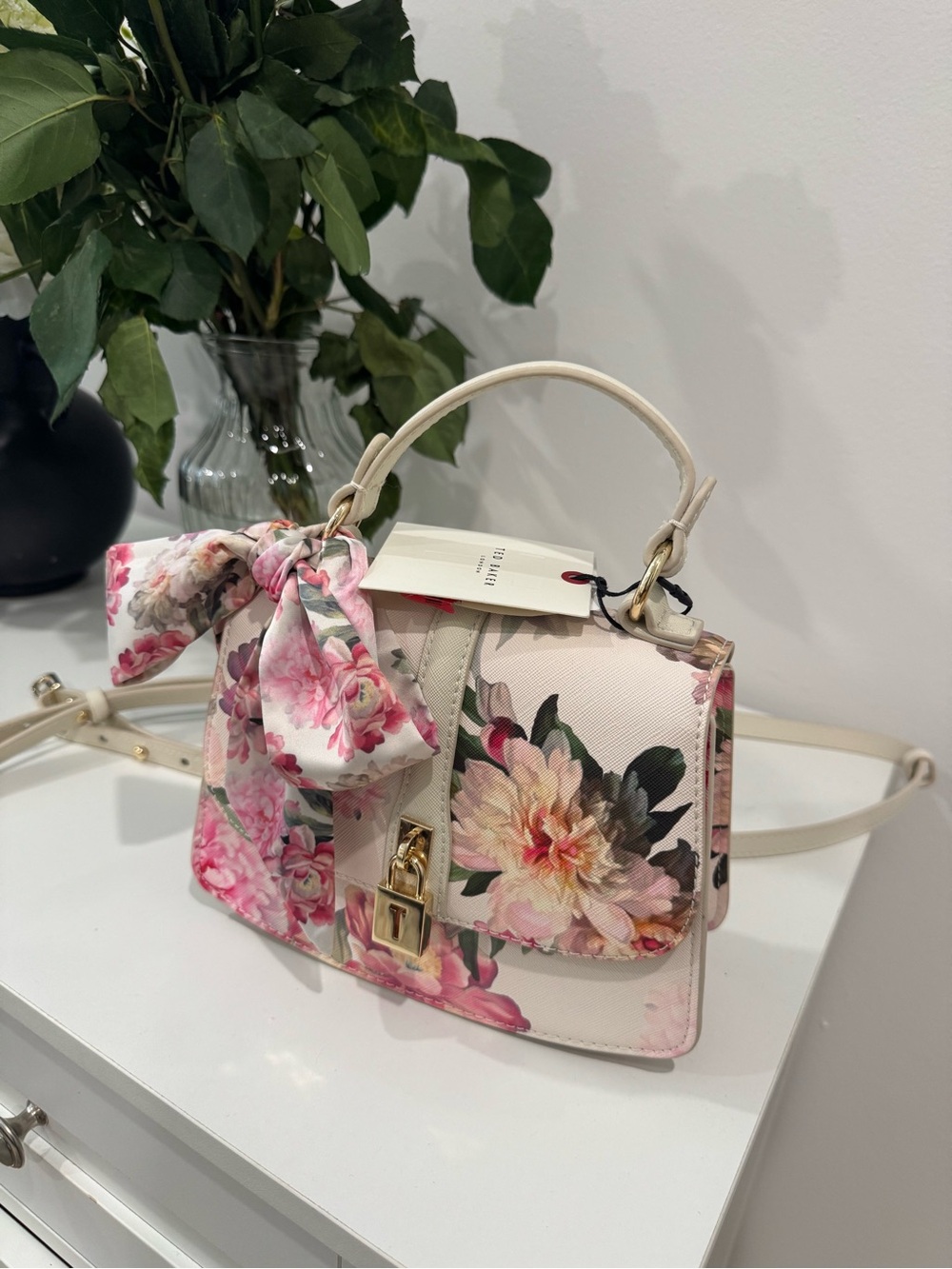 New w/Tags Ted Baker Floral Top-Handle Satchel in Blush and Pink - Picture 5 of 12